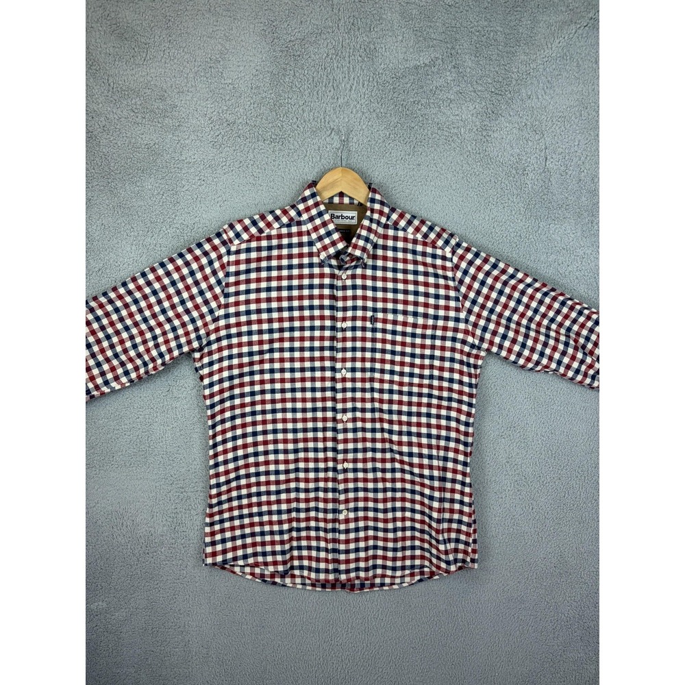 Barbour Shirt Mens Medium Multicolor Check Long Sleeve Button Down Cotton Casual - Picture 2 of 9